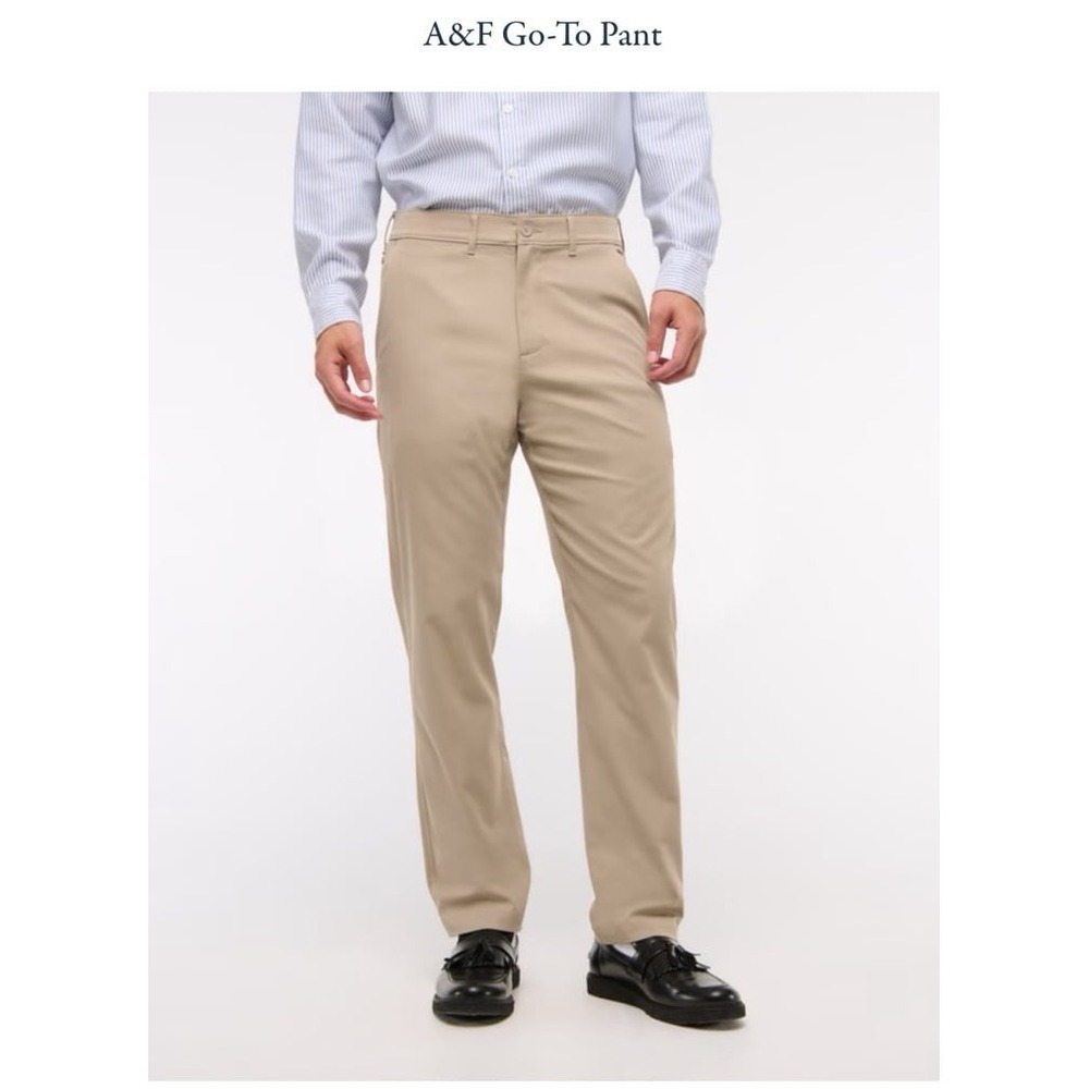 Abercrombie A&F Go-To Pant Men's 38x34 Khaki Stretch Chino‎ Dress Casual NWT